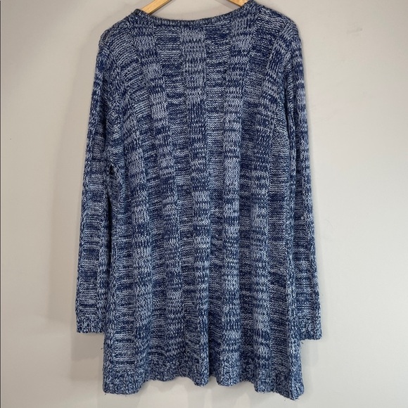 My Style V-Neck Knit Tunic Sweater Navy Blue Grey Mix Pockets Plus Size 2X - Picture 10 of 11